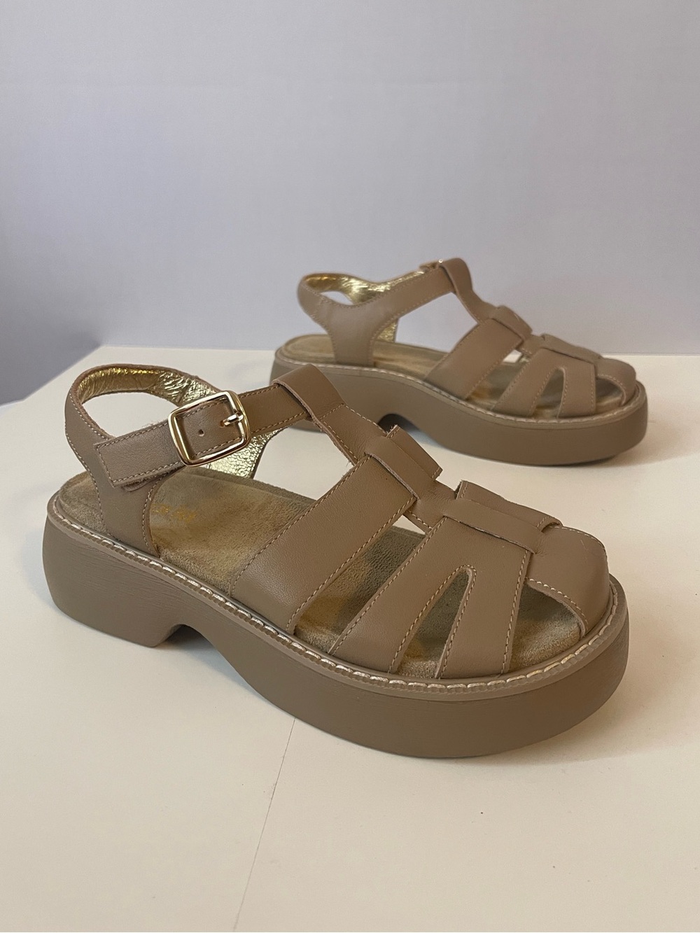 Algeria Ingrid Platform Fisherman Sandals Beige 37